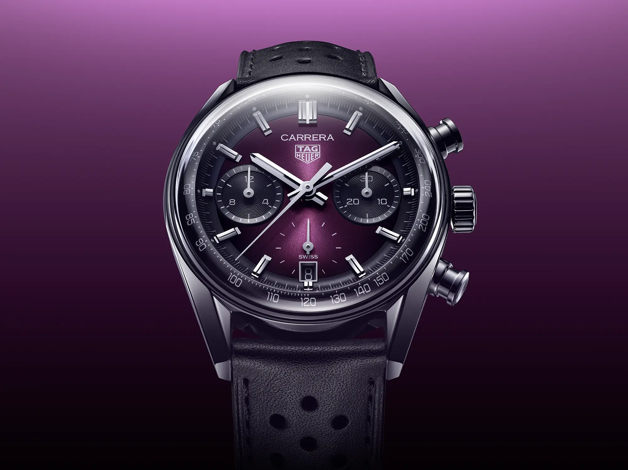 TAG Heuer 39mm ‘Glassbox’ Carrera Gets Purple Dial