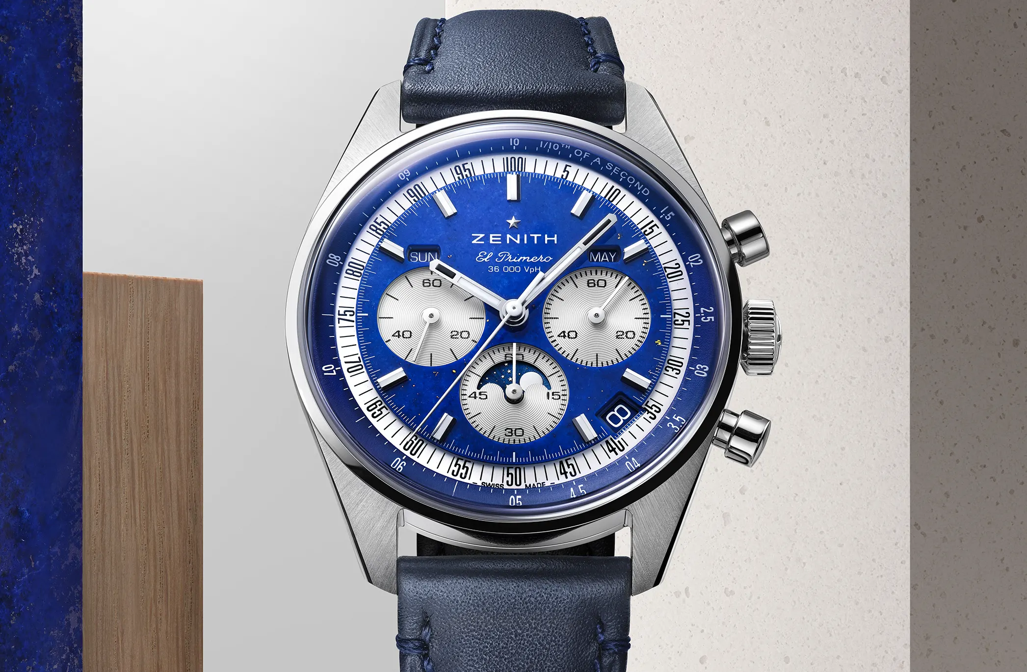 Zenith Chronomaster Original Triple Calendar Gets Lapis Lazuli Dial