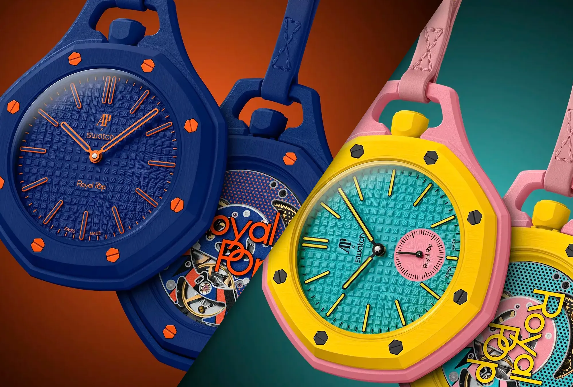 Audemars Piguet and Swatch Introduce Vibrant Royal Pop Pocketwatch Collection